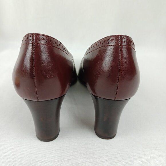 Vintage 90s Etienne Aigner Oxblood Leather Pumps, Sz 6.5, Minimalist - Picture 3 of 8
